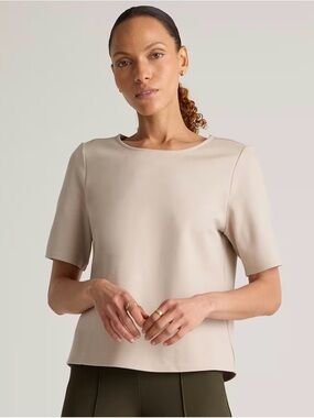 Quince Ultra-Stretch Ponte Short Sleeve Top